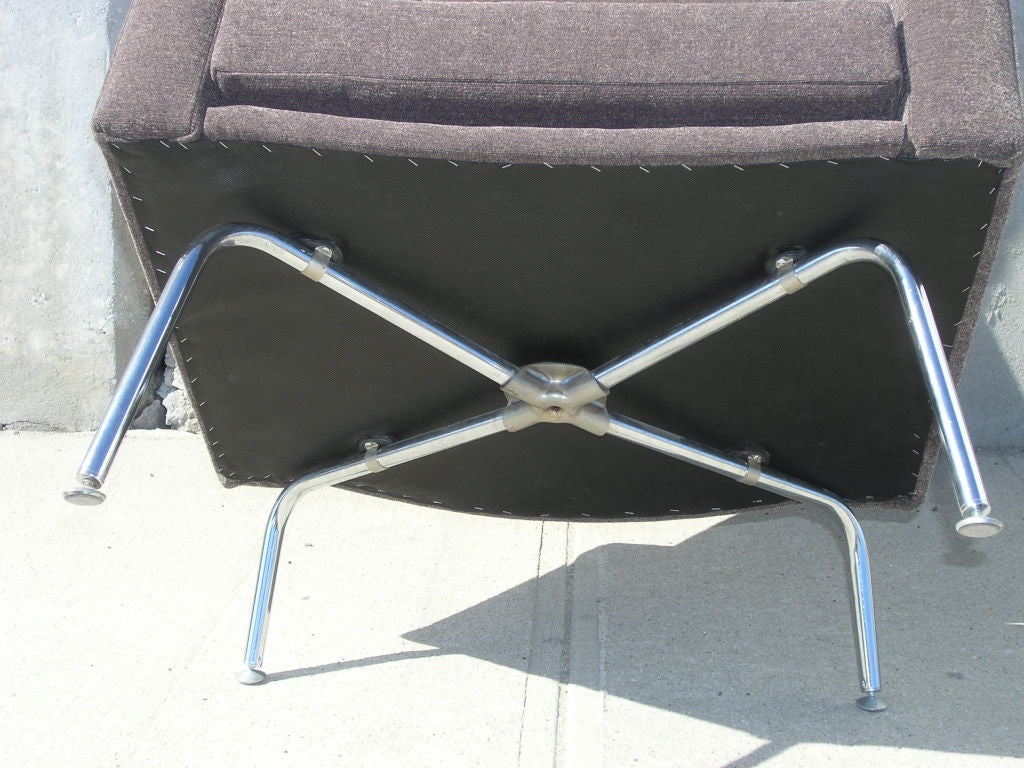 Mid-20th Century Danish Modern High-Back Armchair with Chrome Legs For Sale