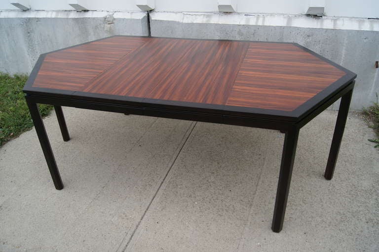 Ebonized Hexagonal Rosewood Dining Table with Extensions by Edward Wormley for Dunbar