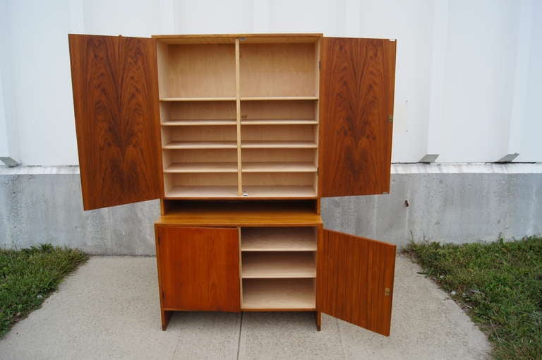 Tall Teak and Oak Cabinet by Hans Wegner In Excellent Condition In Dorchester, MA