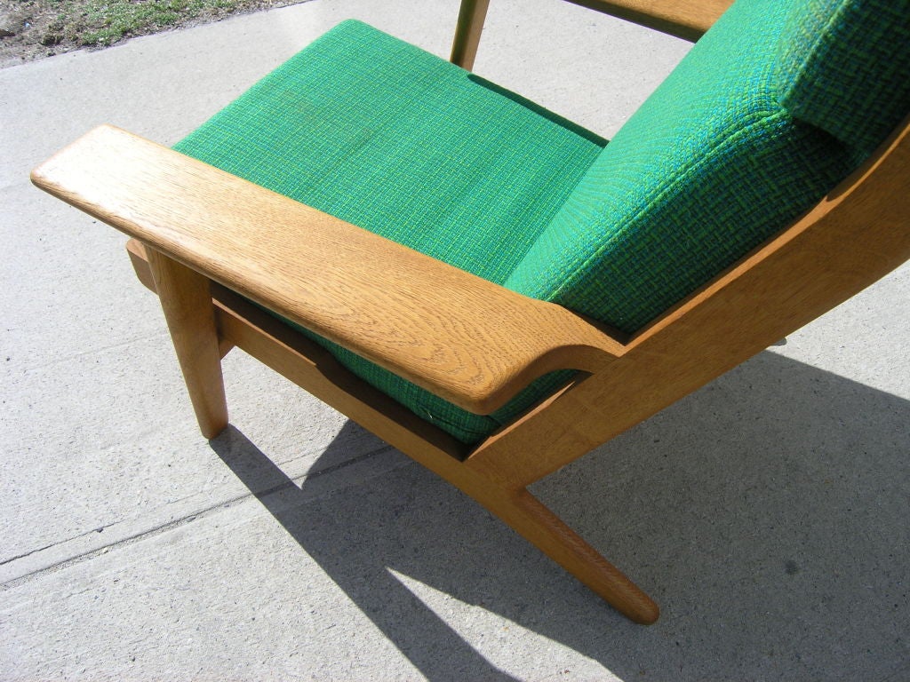 20th Century High Back Lounge Armchair with Original Textile by Hans Wegner