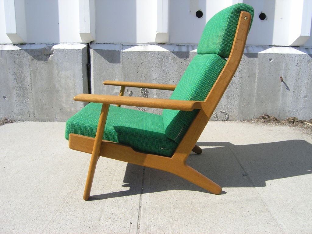 High Back Lounge Armchair with Original Textile by Hans Wegner 2