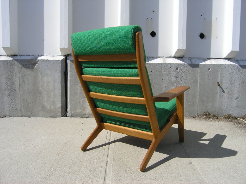 High Back Lounge Armchair with Original Textile by Hans Wegner 3