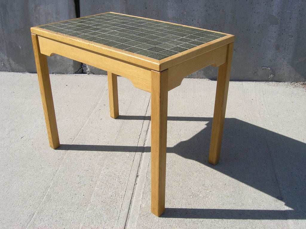 green tile side table