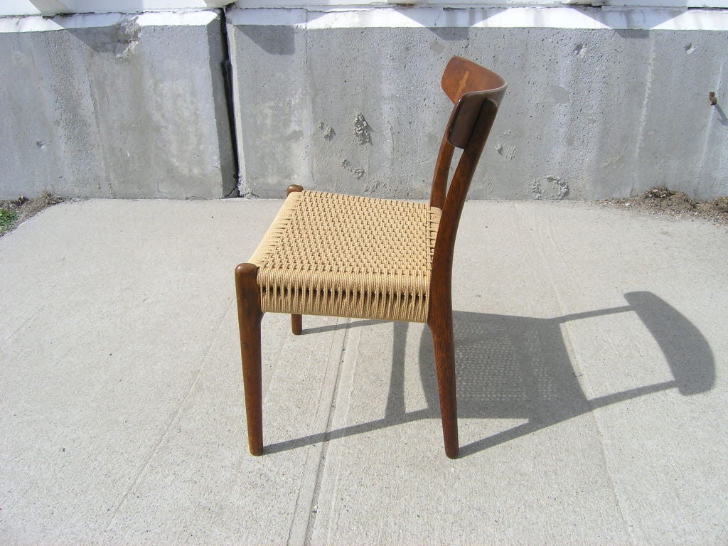 Set of Six Teak and Paper Cord Dining Chairs by Hans Wegner at 1stDibs
