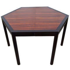 Hexagonal Rosewood Dining Table with Extensions by Edward Wormley for Dunbar 5