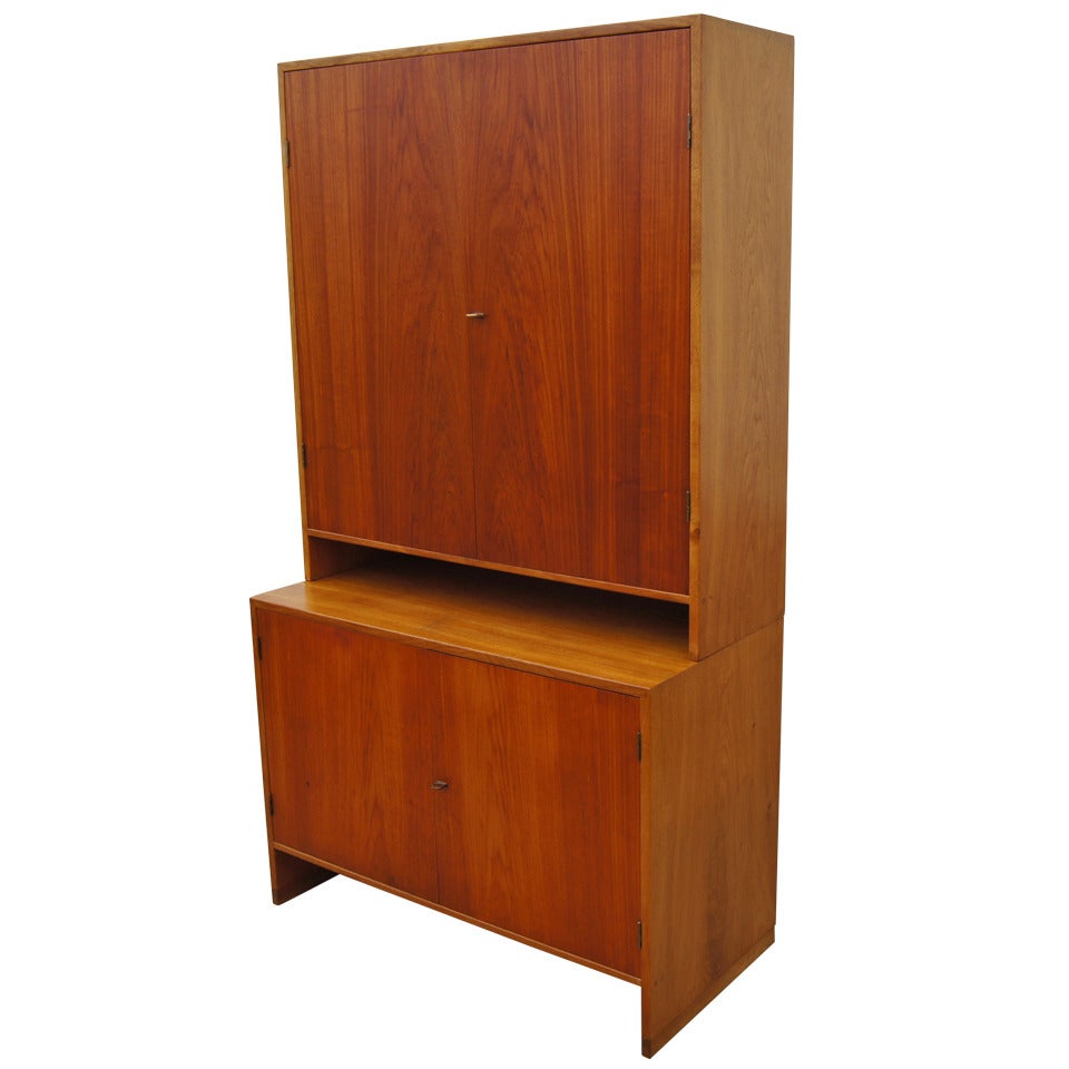 Tall Teak and Oak Cabinet by Hans Wegner