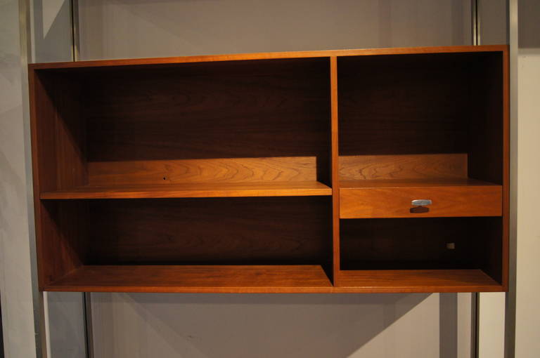 Mid-Century Modern Walnut Modular Wall Shelving System with Desk by Paul McCobb for H. Sacks