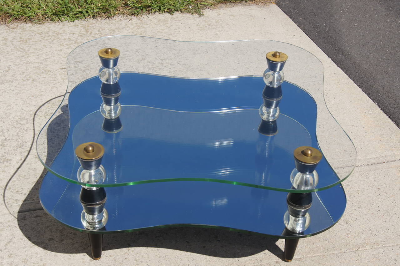 Art Deco Mirror and Glass Coffee Table at 1stDibs