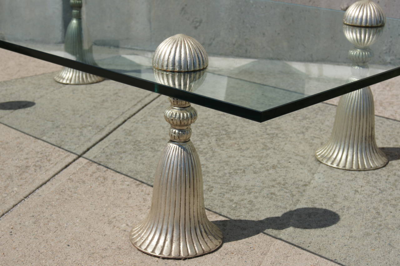Américain Table basse en verre et pampilles en argent de Phyllis Morris en vente