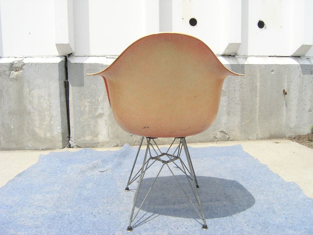 Rope Edge Fiberglass Shell Chair with Eiffel Tower Base by Eames 1