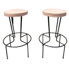 Pair of Wrought Iron Bar Stools by Frederic Weinberg