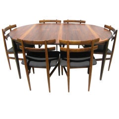 Rosewood Dining Table and 6 Chairs by Poul Hundevad