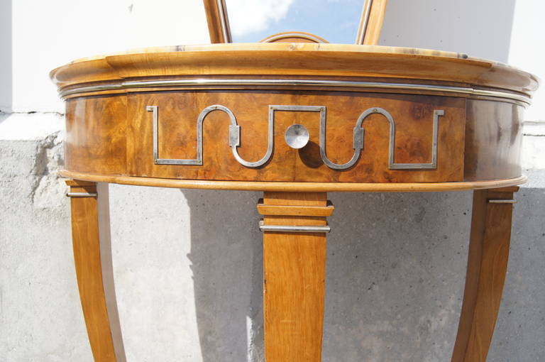 Italian Demilune Console Table and Mirror Attributed to Tomaso Buzzi In Good Condition In Dorchester, MA