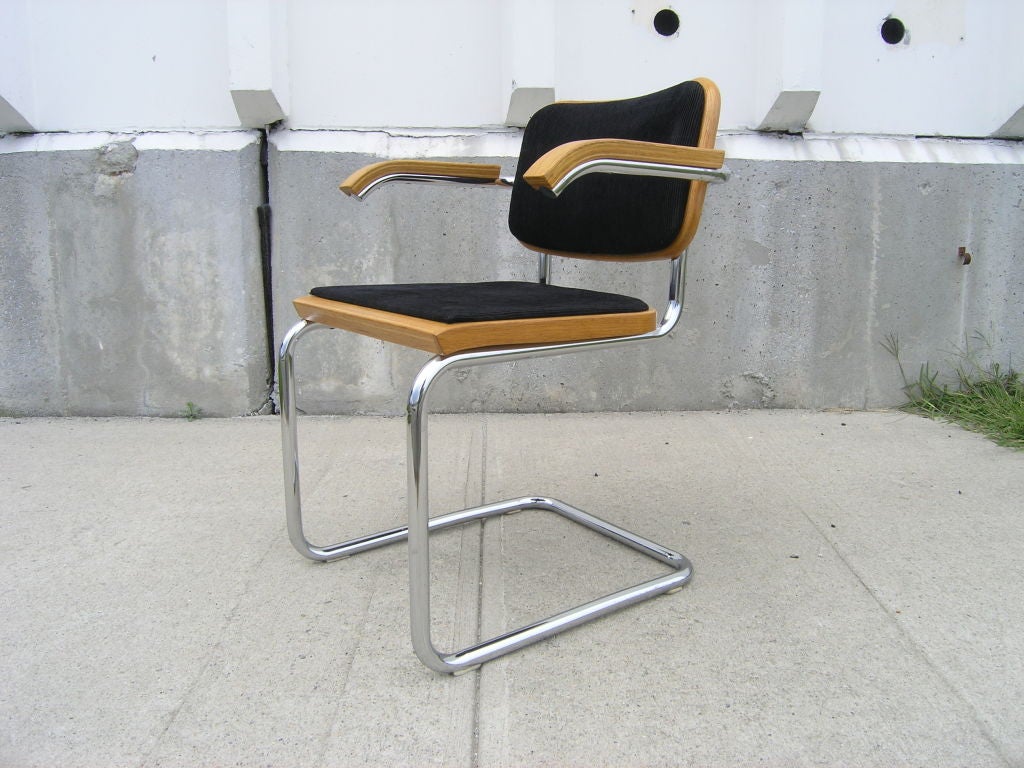 Marcel Breuer's revolutionary 1928 Cesca chair marries user-friendly textile and wood with the industrial-age aesthetic of cantilevered tubular steel.