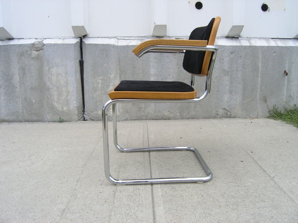 American Set of Six Knoll Cesca Side Arm Chairs by Marcel Breuer