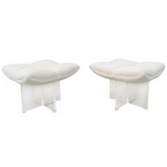 Pair of Lucite and Textile Stools by Vladimir Kagan