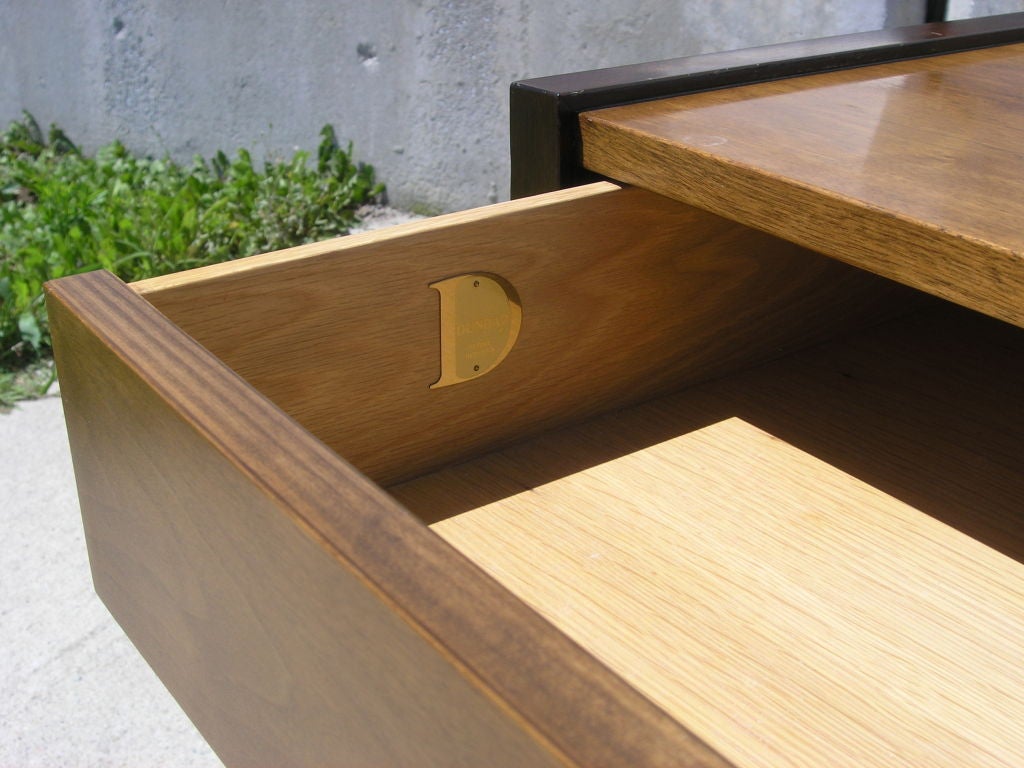 Mid-Century Modern Two-Tone Mahogany Side Table on Brass Casters by Edward Wormley for Dunbar