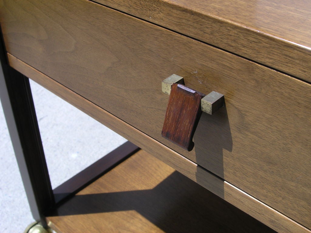 American Two-Tone Mahogany Side Table on Brass Casters by Edward Wormley for Dunbar