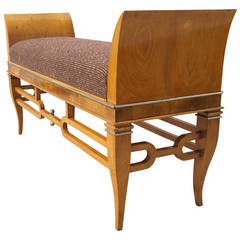 Upholstered Italian Art Deco Bench Attributed to Tomaso Buzzi