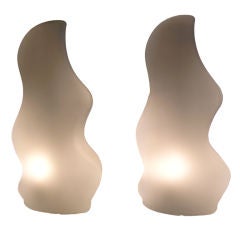 Pair of Frosted Glass Table Lamps by Murano Pair of Frosted Glass Table Lamps by Murano