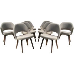 Set of Eight Dining Chairs with Wood Legs by Saarinen for Knoll