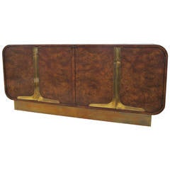 Brass and Amboyna Burl Sideboard by William Doezema for Mastercraft