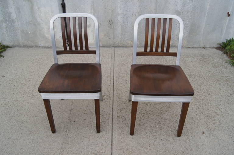 Aluminum and Maple Side Chairs, Model 8310-WS, by Shaw Walker (Industriell)