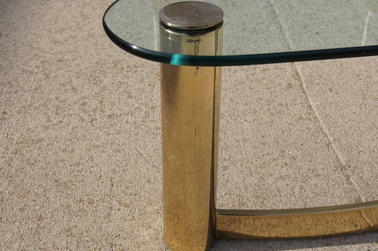 Modern Double Brass and Glass Coffee Table by Pace Collection