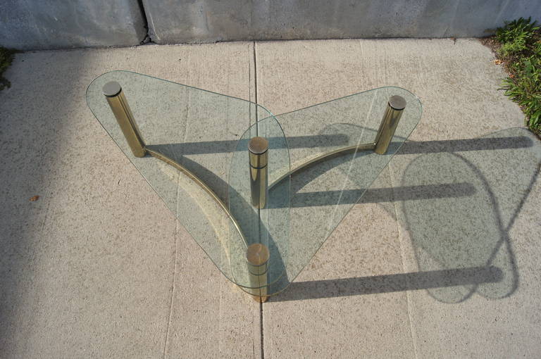 Double Brass and Glass Coffee Table by Pace Collection 2