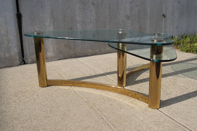 Double Brass and Glass Coffee Table by Pace Collection 4