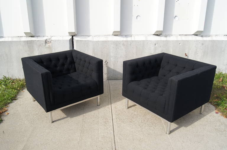 Late 20th Century Pair of Tufted Club Chairs by Jack Cartwright