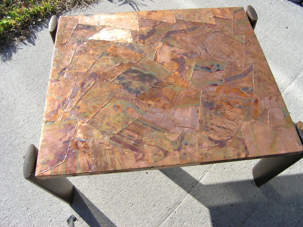 Mid-20th Century Pair of Jacaranda Rosewood and Copper Side Tables by Percival Lafer