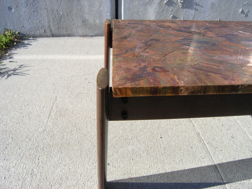 Pair of Jacaranda Rosewood and Copper Side Tables by Percival Lafer 2