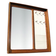 Large Danish Rosewood Entryway Mirror with Key and Mail Storage