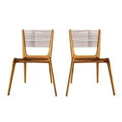 Pair of Cord Chairs by Jacques Guillon