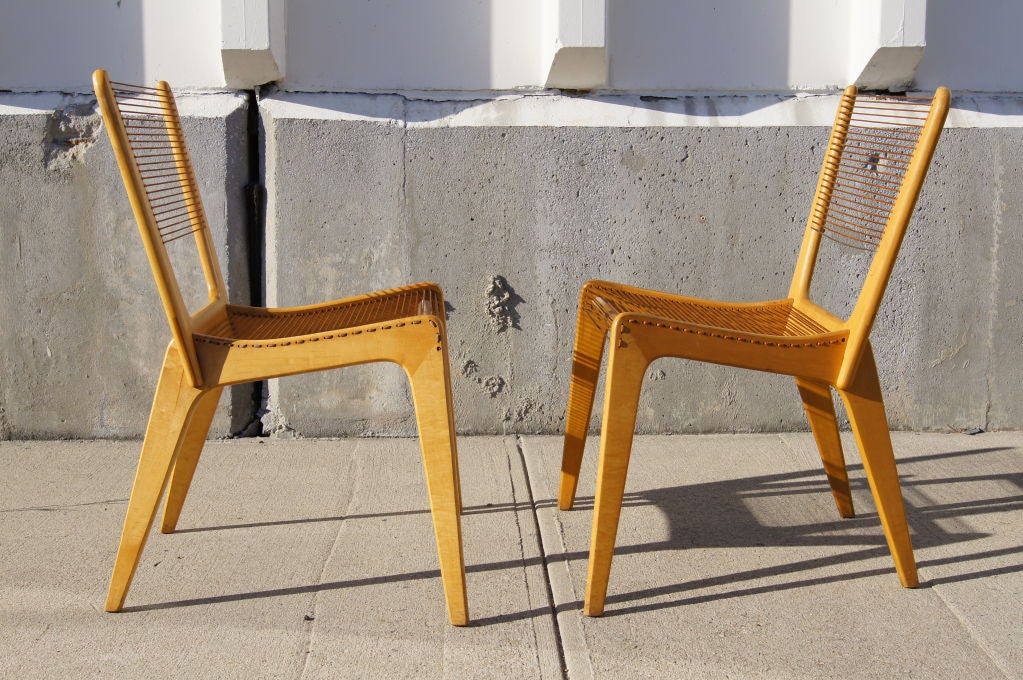 Pair of Cord Chairs by Jacques Guillon at 1stdibs