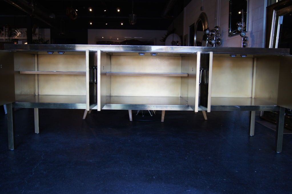 American Acid-Etched Brass Sideboard by Bernhard Rohne for Mastercraft