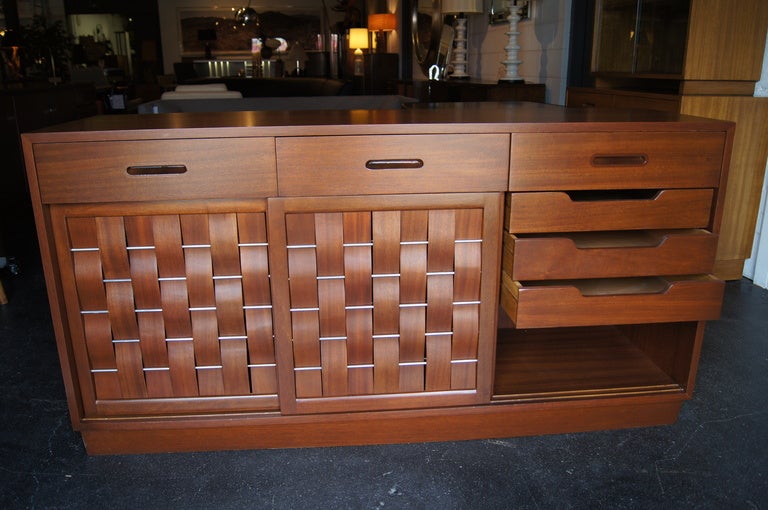 Mid-20th Century Woven-Front Mahogany Sideboard by Edward Wormley for Dunbar