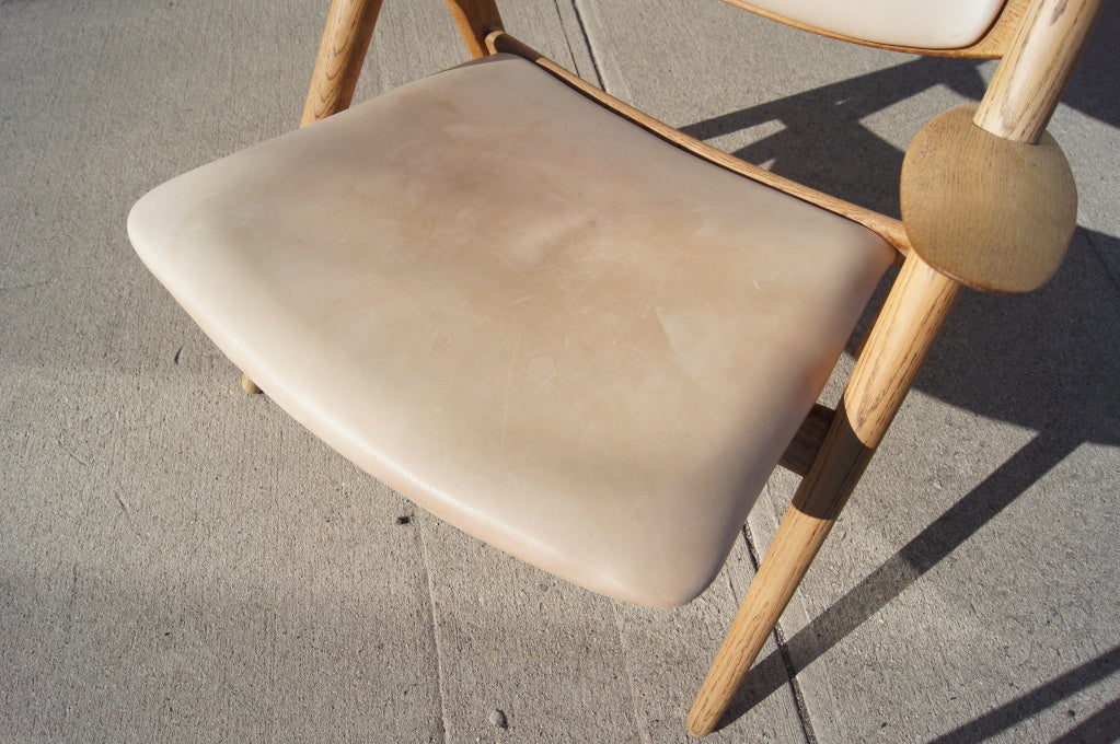 Danish Leather CH-28 Sawback Easy Chair by Hans Wegner for Carl Hansen & Son