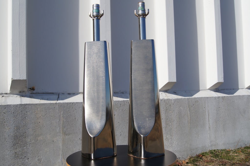 Pair of Chrome Laurel Lamps