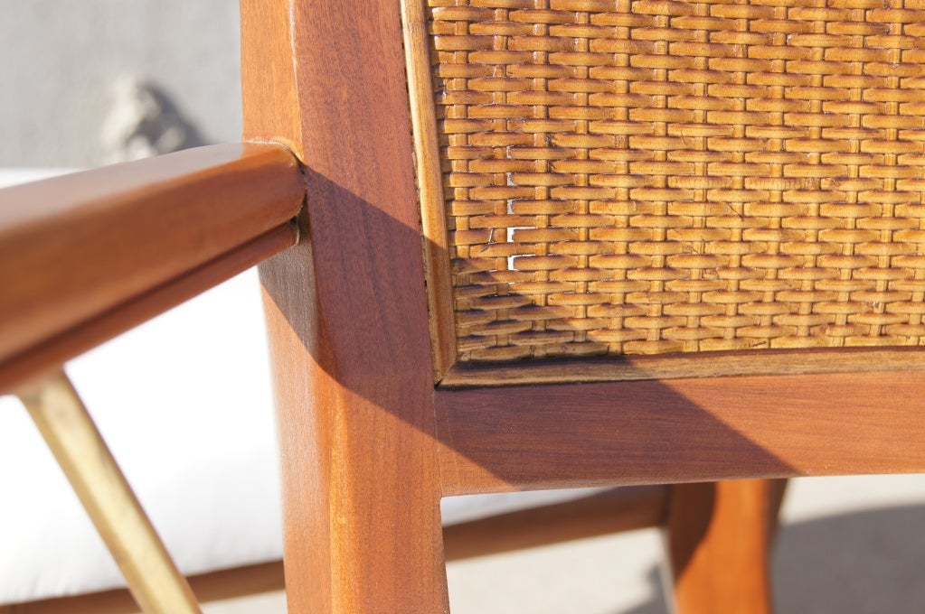 Set of Four Walnut and Rattan Dining Chairs by Widdicomb 1