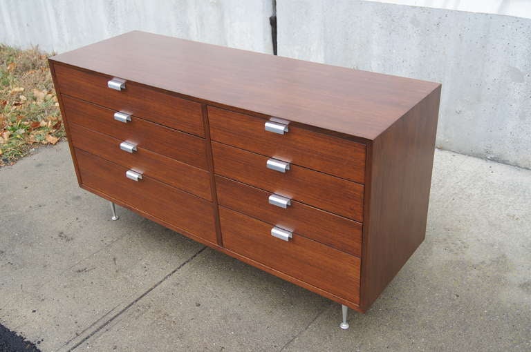 Chrome Large Walnut Dresser by George Nelson for Herman Miller