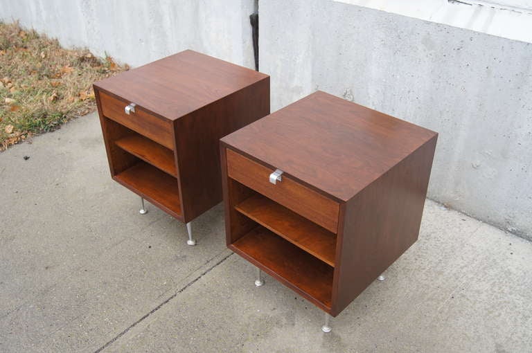 Walnut Pair of Nightstands by George Nelson for Herman Miller
