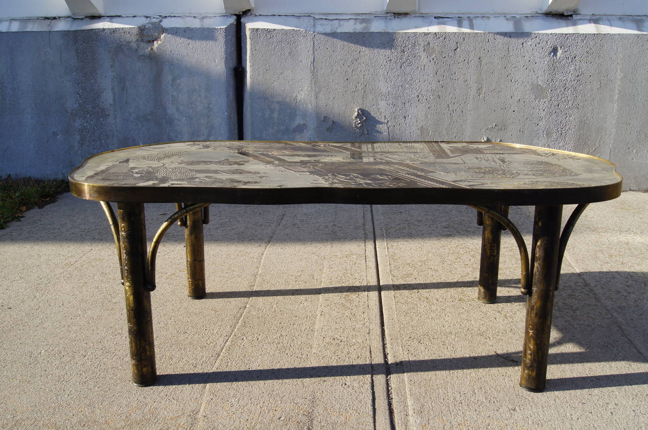 Chinoiserie Bronze Coffee Table by Philip & Kelvin LaVerne In Good Condition In Dorchester, MA