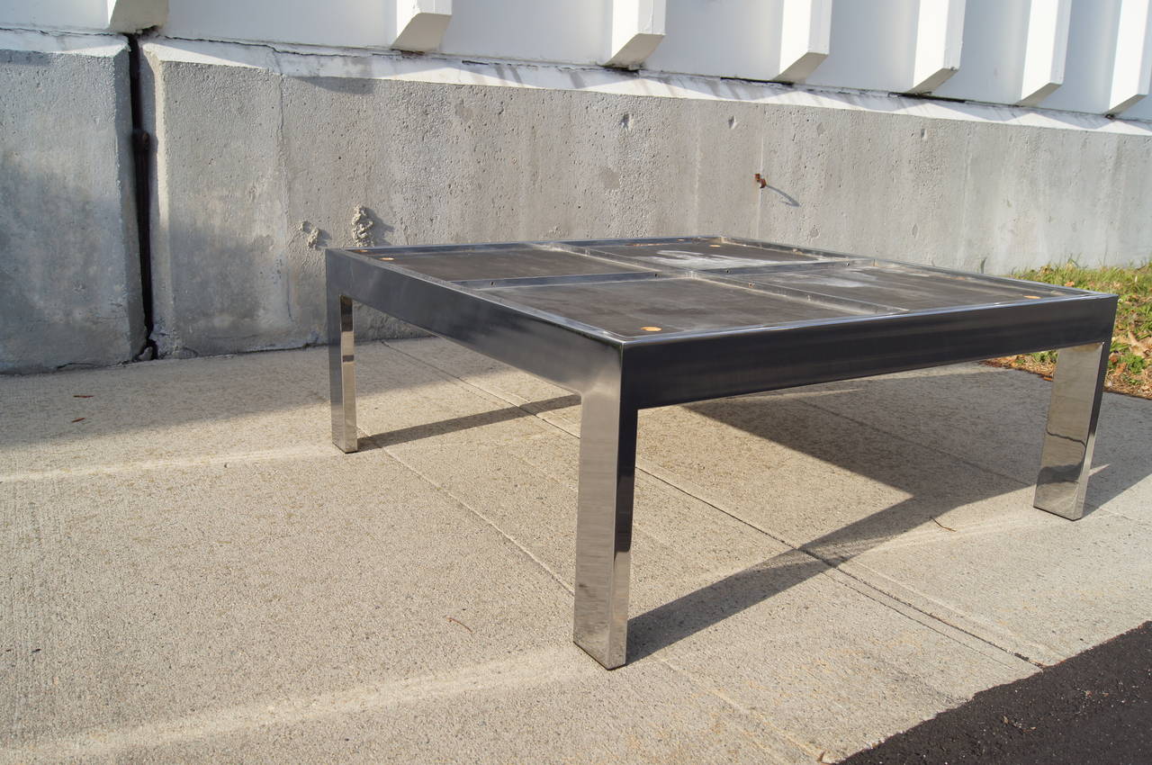 Chrome Table basse en chrome et marbre de la collection Pace en vente