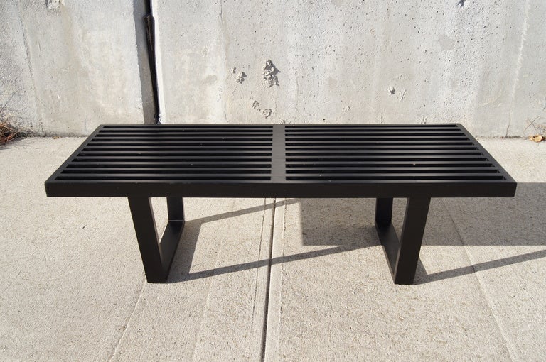 Mid-Century Modern Ebonized Slat Bench by George Nelson for Herman Miller