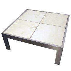 Retro Pace Collection Chrome and Marble Coffee Table