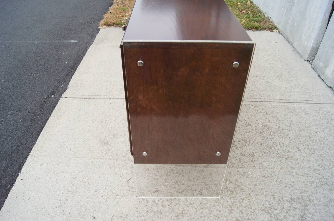 American Lucite and Rosewood Sideboard by Milo Baughman