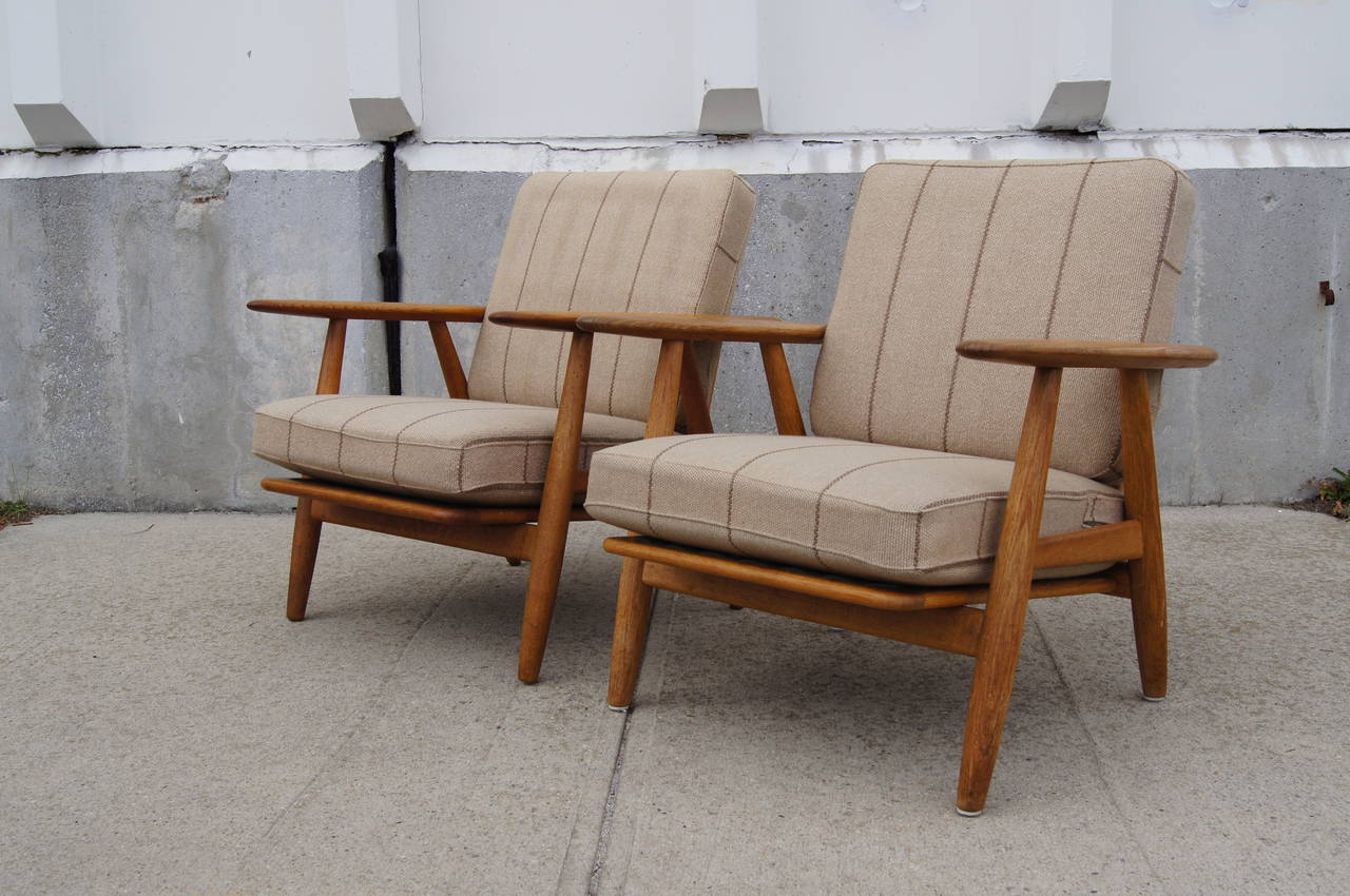 Danish Pair of GE-240 Lounge Chairs by Hans Wegner for GETAMA