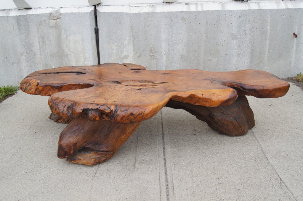 Live Edge Redwood Coffee Table In Good Condition In Dorchester, MA